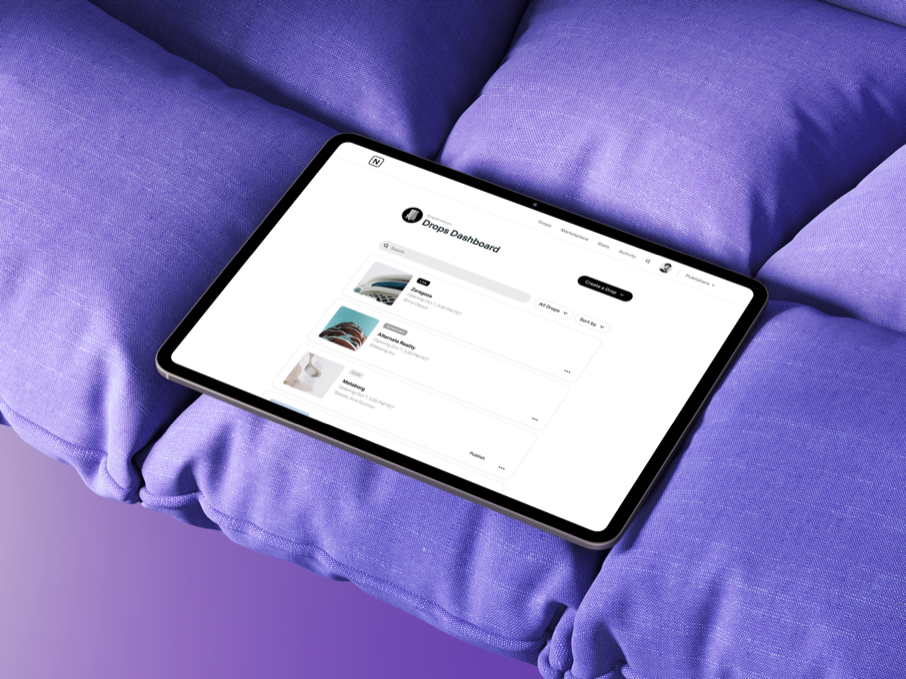 iPad view of a Gemini Nifty Gateway creator marketplace